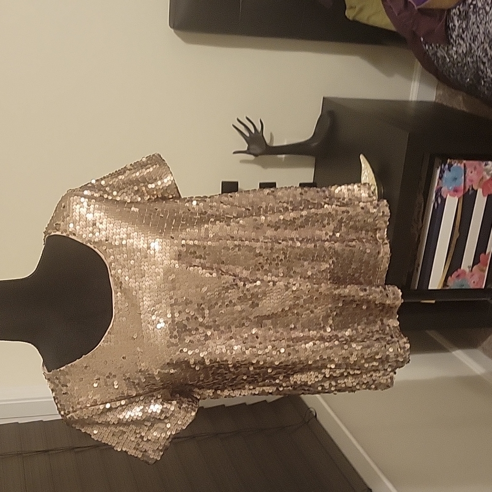 Matte gold sequin top
